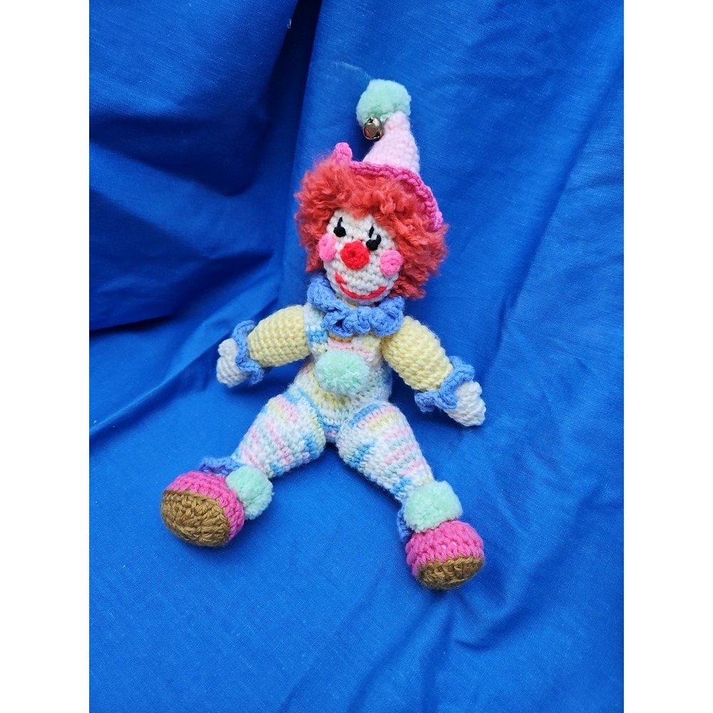 Vintage Handmade Crocheted Plush Clown Doll Folk Art 14" - Picture 2 of 6